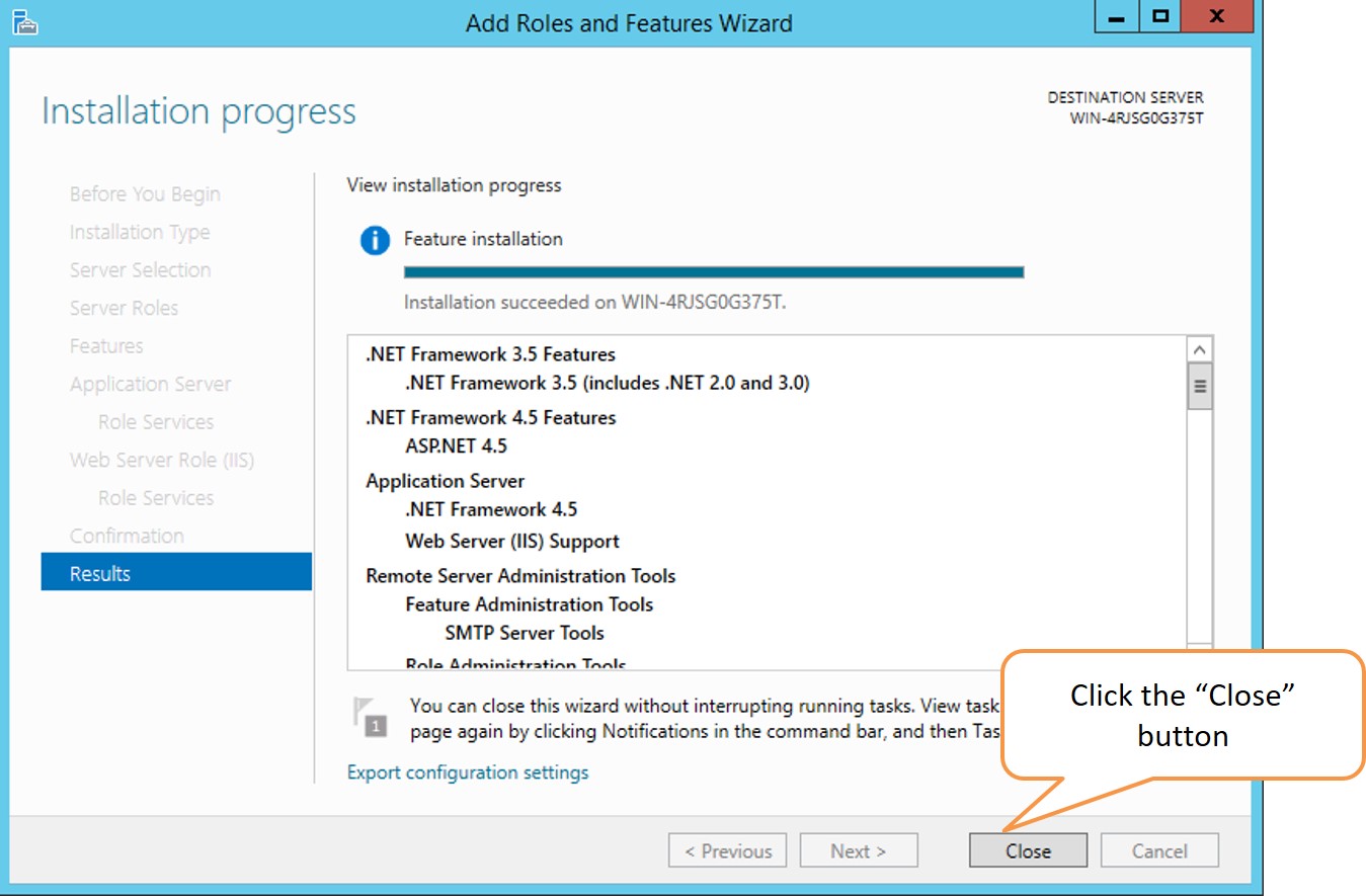 Required features for windows 2012 standart edition